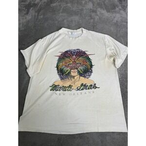 Vintage 90s New Orleans Mardi Gras T Shirt Men's Size Large White